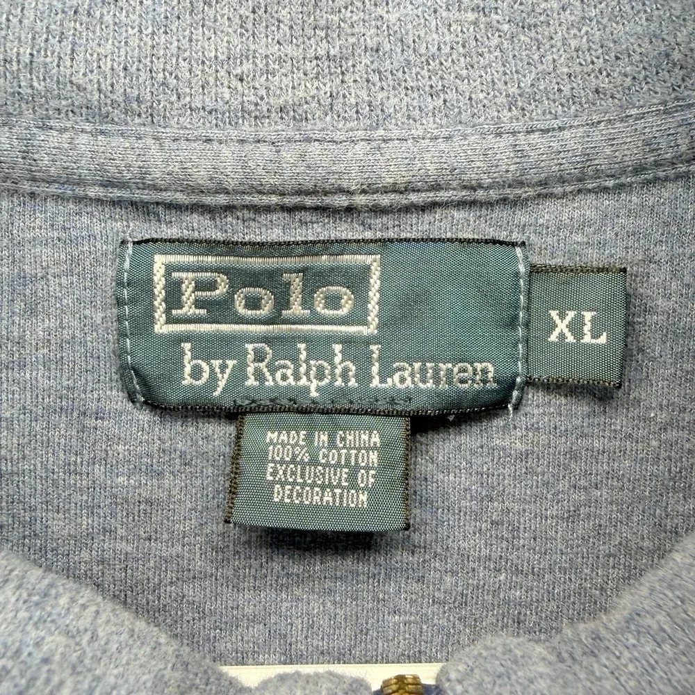 Polo Ralph Lauren Mens XL Blue 1/4 Zip Pullover Cotton Sweater Pony Logo Preppy